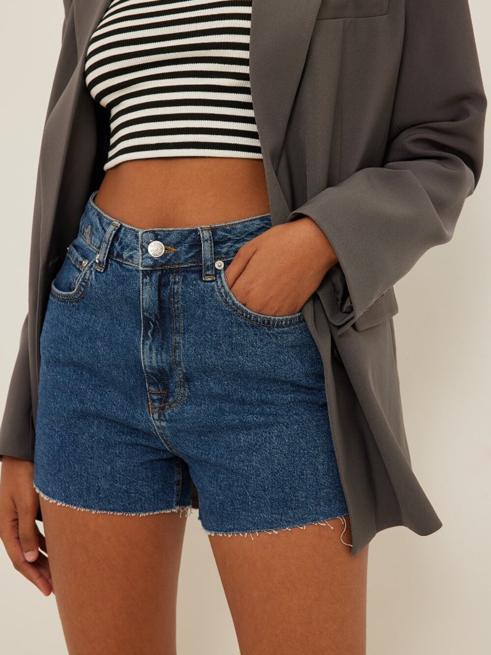 NA-KD Stretch Denim Shorts, Size EU 38 / US Medium